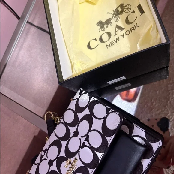 Coach Monogram Black and White Crossbody Bag - Picture 5 of 6
